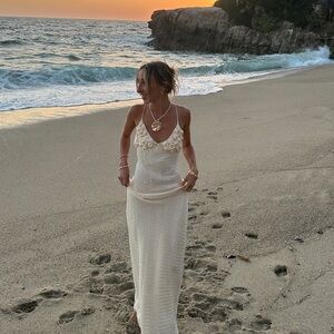 Peppermayo Exclusive - Zara Rose Crochet Maxi Dress - Ivory